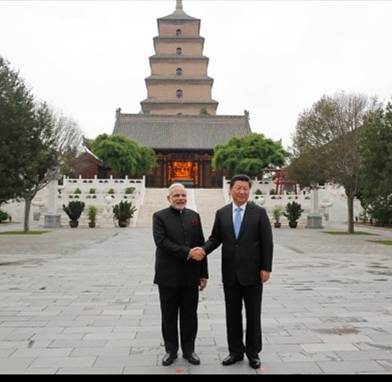 Chinese President Xi Jinping is Accompanying Mr. Modi in Visiting Big Wild Goose Pagoda.